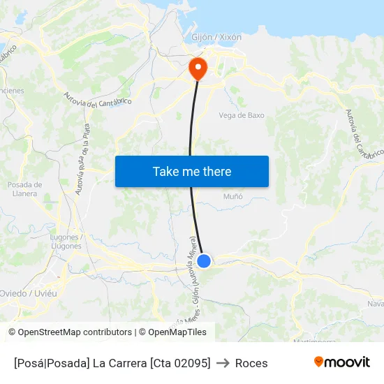 [Posá|Posada]  La Carrera [Cta 02095] to Roces map