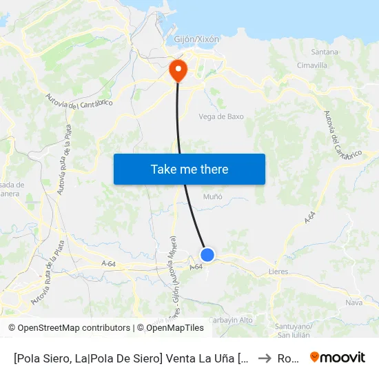 [Pola Siero, La|Pola De Siero]  Venta La Uña [Cta 02096] to Roces map