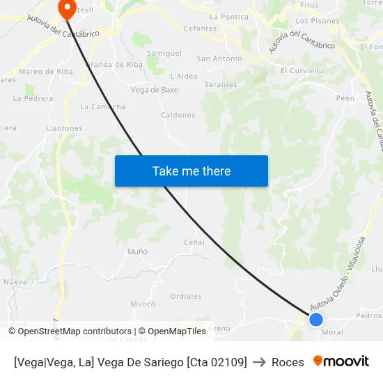[Vega|Vega, La]  Vega De Sariego [Cta 02109] to Roces map