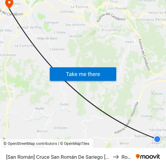 [San Román]  Cruce San Román De Sariego [Cta 02113] to Roces map