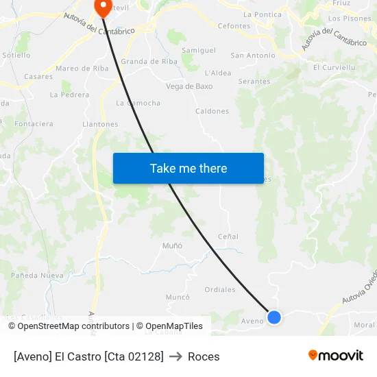 [Aveno]  El Castro [Cta 02128] to Roces map
