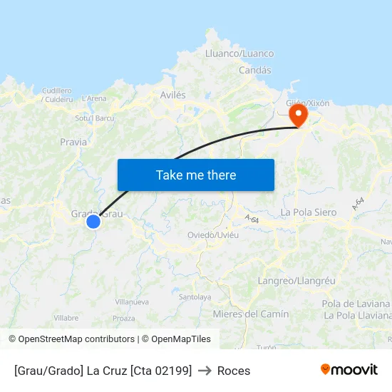 [Grau/Grado]  La Cruz [Cta 02199] to Roces map