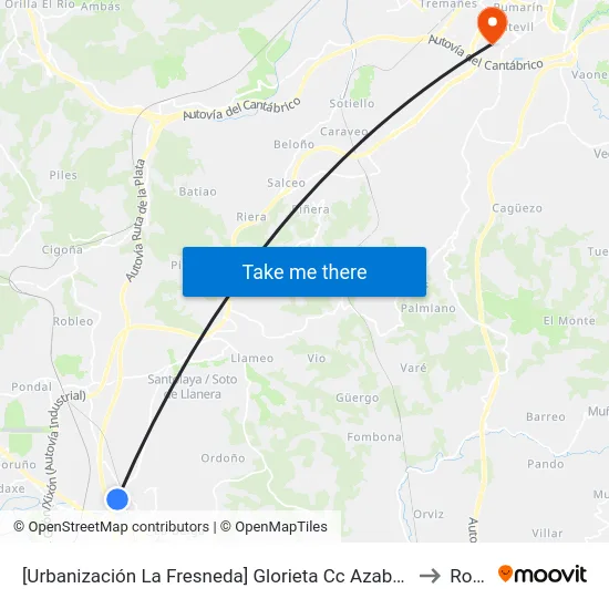 [Urbanización La Fresneda]  Glorieta Cc Azabache [Cta 02325] to Roces map