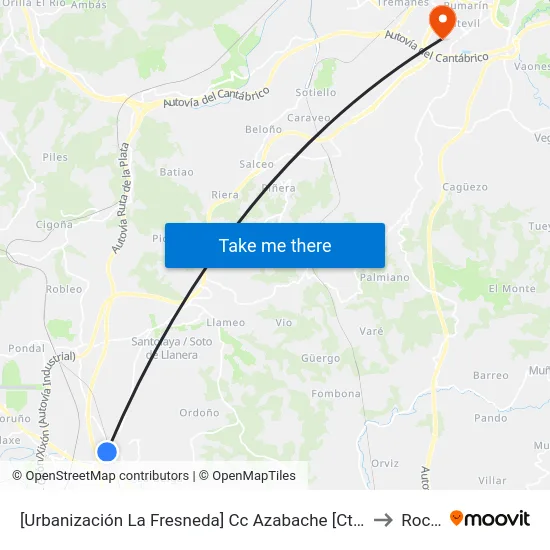 [Urbanización La Fresneda]  Cc Azabache [Cta 02334] to Roces map