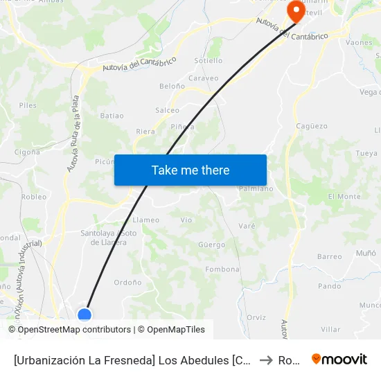 [Urbanización La Fresneda]  Los Abedules [Cta 02346] to Roces map