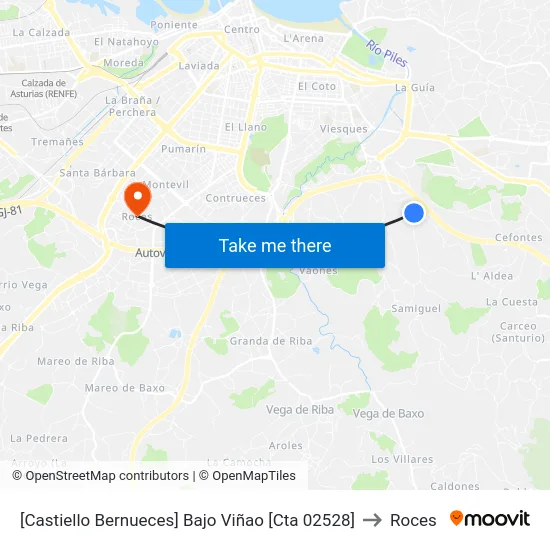 [Castiello Bernueces]  Bajo Viñao [Cta 02528] to Roces map