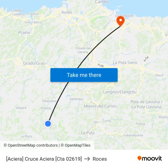 [Aciera]  Cruce Aciera [Cta 02619] to Roces map