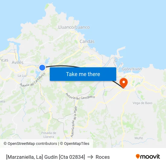 [Marzaniella, La]  Gudín [Cta 02834] to Roces map