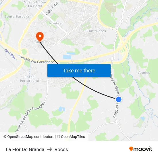 La Flor De Granda to Roces map