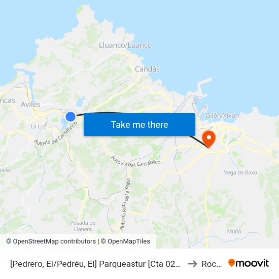 [Pedrero, El/Pedréu, El]  Parqueastur [Cta 02845] to Roces map
