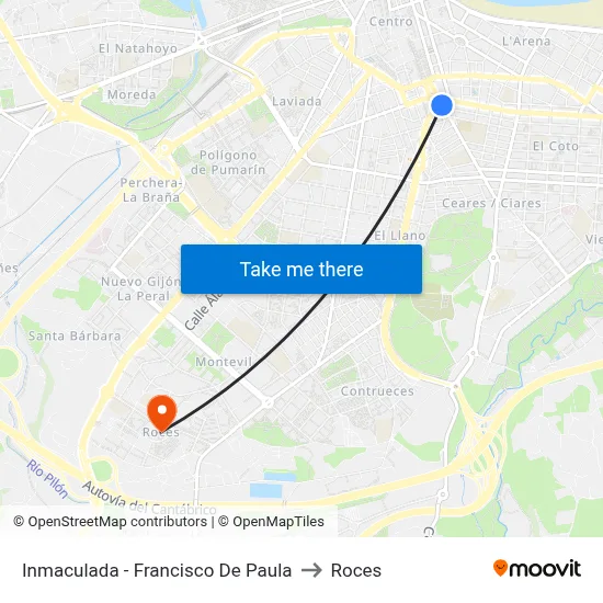 Inmaculada - Francisco De Paula to Roces map