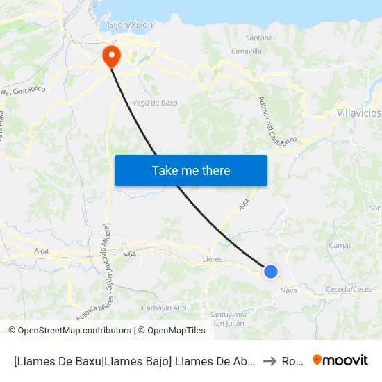 [Llames De Baxu|Llames Bajo]  Llames De Abajo [Cta 02884] to Roces map