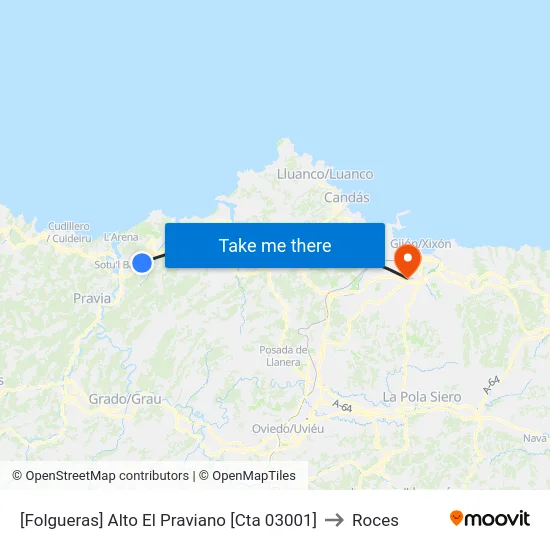 [Folgueras]  Alto El Praviano [Cta 03001] to Roces map
