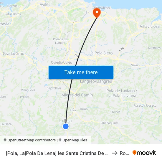 [Pola, La|Pola De Lena]  Ies Santa Cristina De Lena [Cta 03203] to Roces map