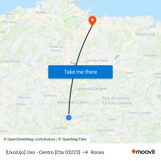 [Uxo|Ujo]  Uxo - Centro [Cta 03223] to Roces map