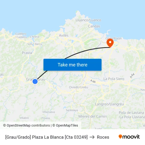 [Grau/Grado]  Plaza La Blanca [Cta 03249] to Roces map