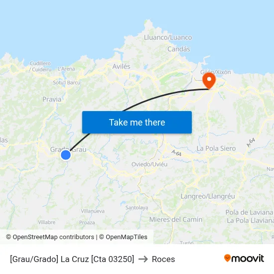 [Grau/Grado]  La Cruz [Cta 03250] to Roces map