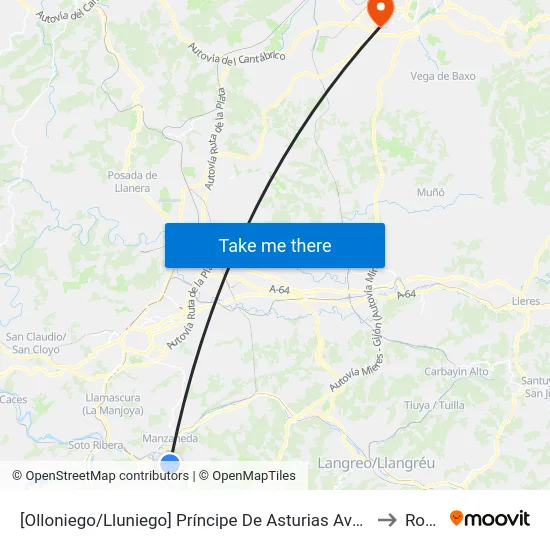 [Olloniego/Lluniego]  Príncipe De Asturias Avda [Cta 03288] to Roces map