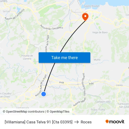 [Villamiana]  Casa Telva 91 [Cta 03395] to Roces map