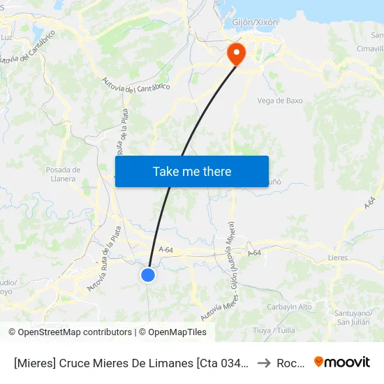 [Mieres]  Cruce Mieres De Limanes [Cta 03423] to Roces map