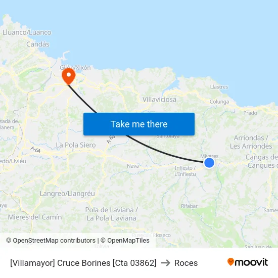 [Villamayor]  Cruce Borines [Cta 03862] to Roces map