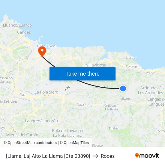 [Llama, La]  Alto La Llama [Cta 03890] to Roces map