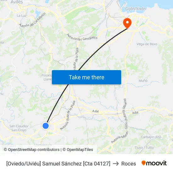 [Oviedo/Uviéu]  Samuel Sánchez [Cta 04127] to Roces map