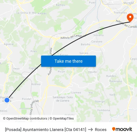 [Posada]  Ayuntamiento Llanera [Cta 04141] to Roces map