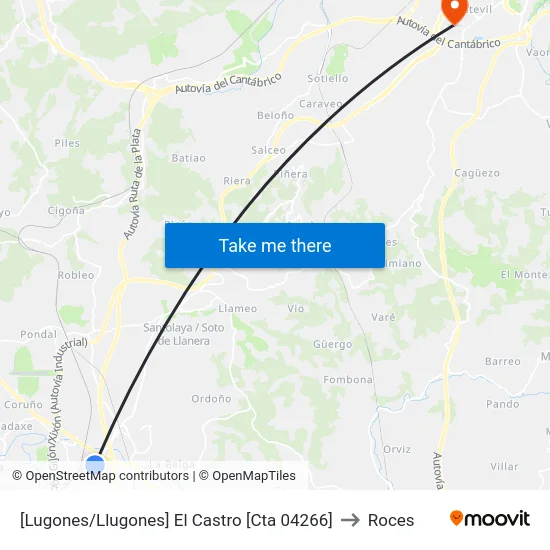 [Lugones/Llugones]  El Castro [Cta 04266] to Roces map