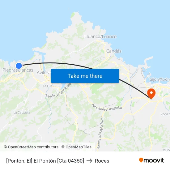 [Pontón, El]  El Pontón [Cta 04350] to Roces map
