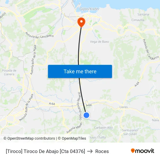 [Tiroco]  Tiroco De Abajo [Cta 04376] to Roces map