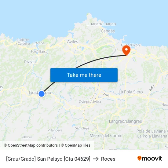 [Grau/Grado]  San Pelayo [Cta 04629] to Roces map