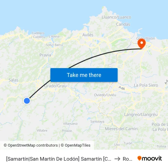 [Samartín|San Martín De Lodón]  Samartín [Cta 04734] to Roces map