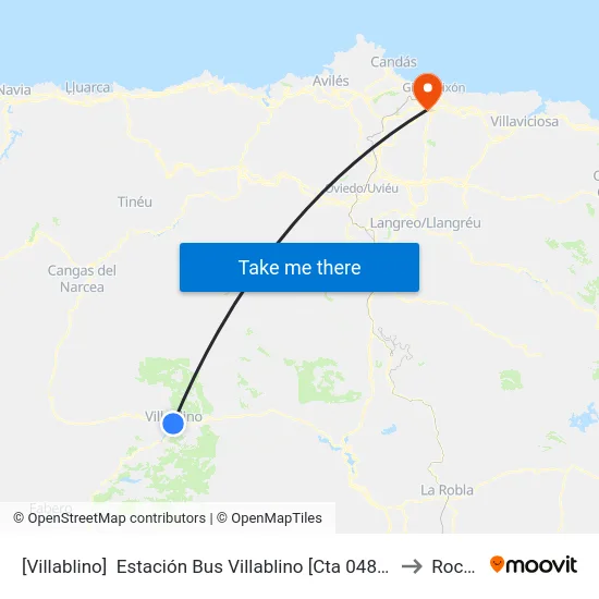 [Villablino]  Estación Bus Villablino [Cta 04875] to Roces map