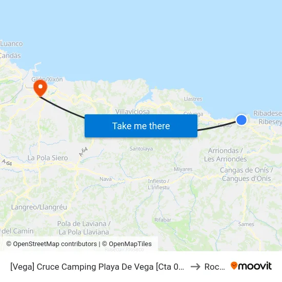 [Vega]  Cruce Camping Playa De Vega [Cta 05142] to Roces map