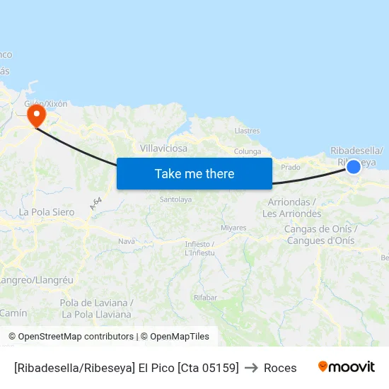 [Ribadesella/Ribeseya]  El Pico [Cta 05159] to Roces map