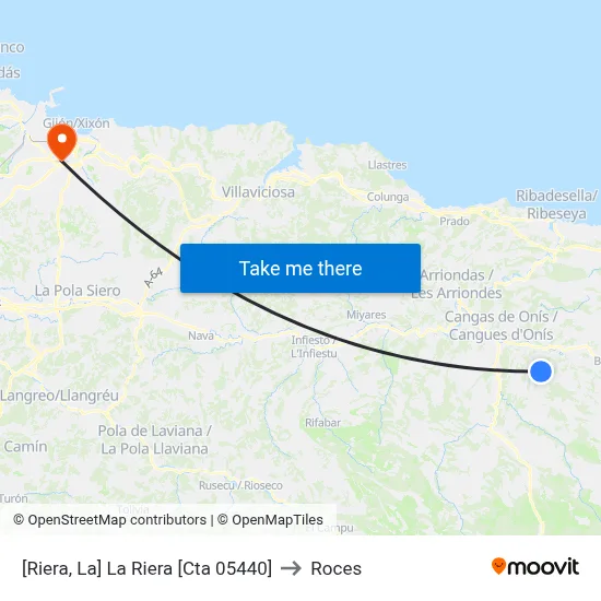 [Riera, La]  La Riera [Cta 05440] to Roces map