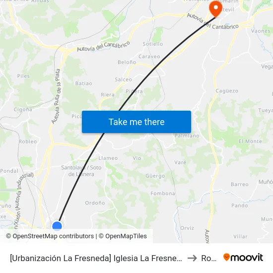 [Urbanización La Fresneda]  Iglesia La Fresneda [Cta 05494] to Roces map