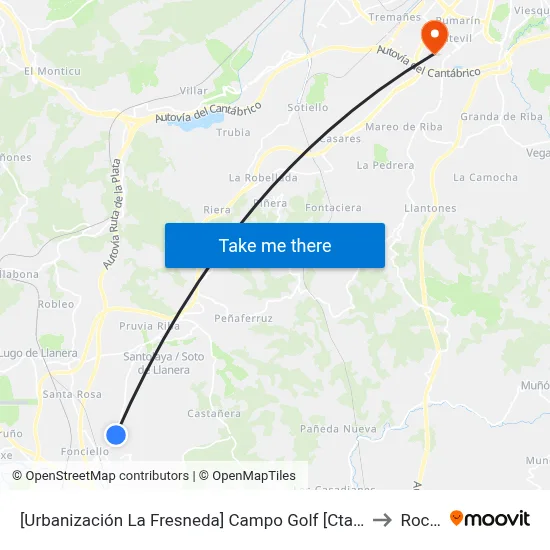 [Urbanización La Fresneda]  Campo Golf  [Cta 05506] to Roces map