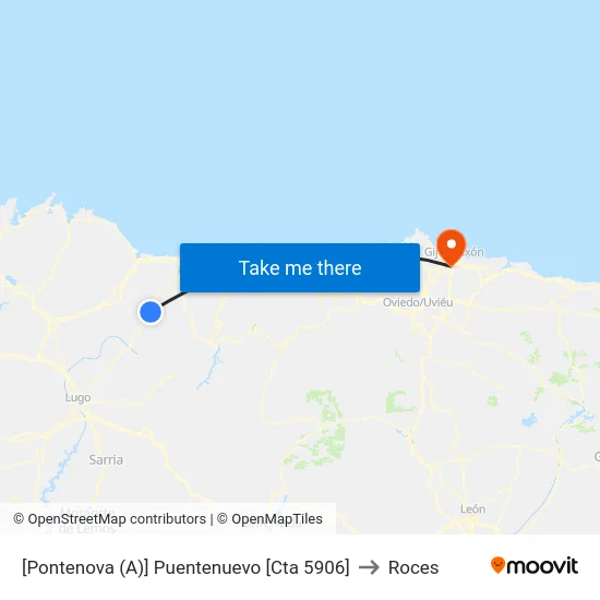 [Pontenova (A)]  Puentenuevo [Cta 5906] to Roces map