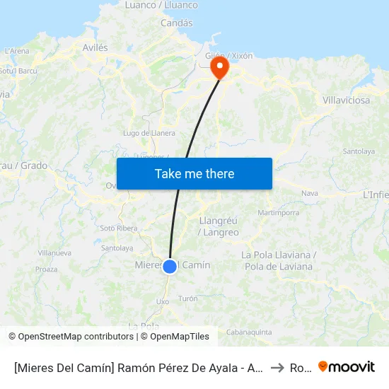 [Mieres Del Camín]  Ramón Pérez De Ayala - Ambulatorio [Cta 06244] to Roces map