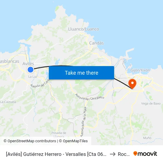 [Avilés]  Gutiérrez Herrero - Versalles [Cta 06251] to Roces map