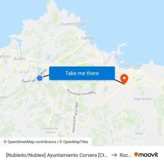 [Nubledo/Nubleo]  Ayuntamiento Corvera [Cta 06300] to Roces map