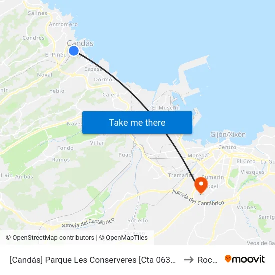 [Candás]  Parque Les Conserveres [Cta 06338] to Roces map