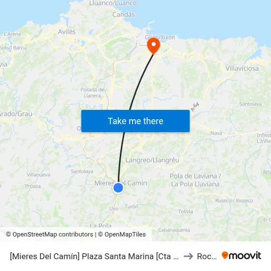 [Mieres Del Camín]  Plaza Santa Marina [Cta 06384] to Roces map