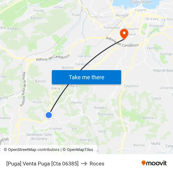 [Puga]  Venta Puga [Cta 06385] to Roces map