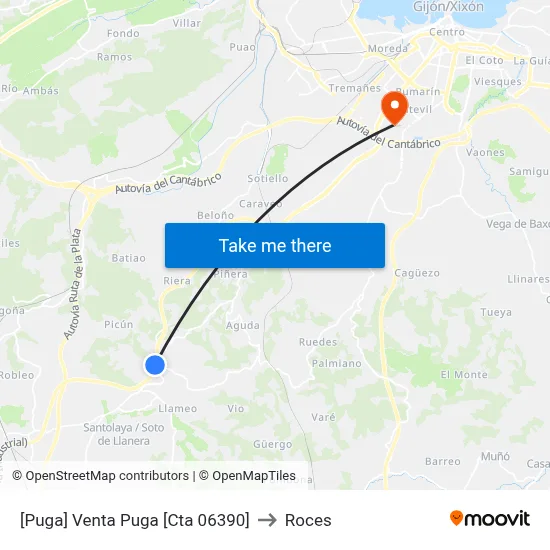 [Puga]  Venta Puga [Cta 06390] to Roces map
