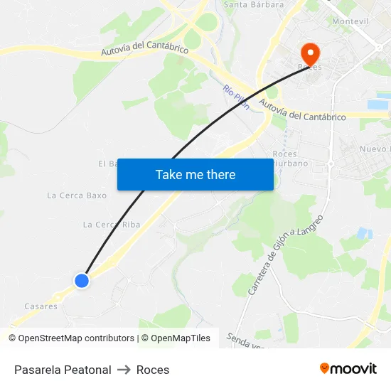 Pasarela Peatonal to Roces map