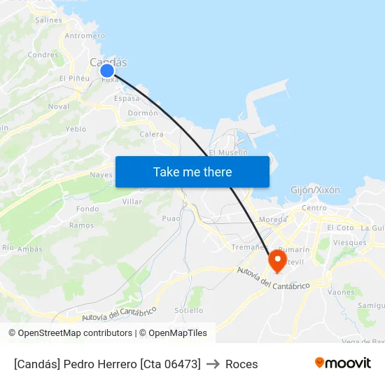 [Candás]  Pedro Herrero [Cta 06473] to Roces map