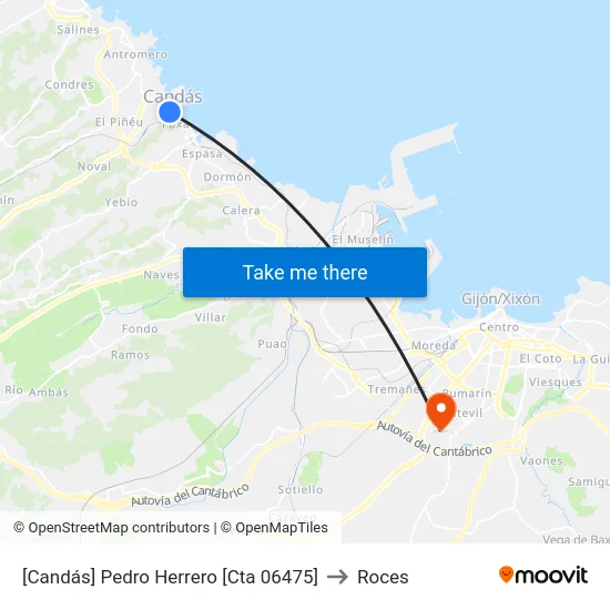 [Candás]  Pedro Herrero [Cta 06475] to Roces map